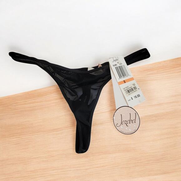 NWT Y2k Jezebel Black Sexy Thong Small Seamless bejeweled Blink - Picture 5 of 6